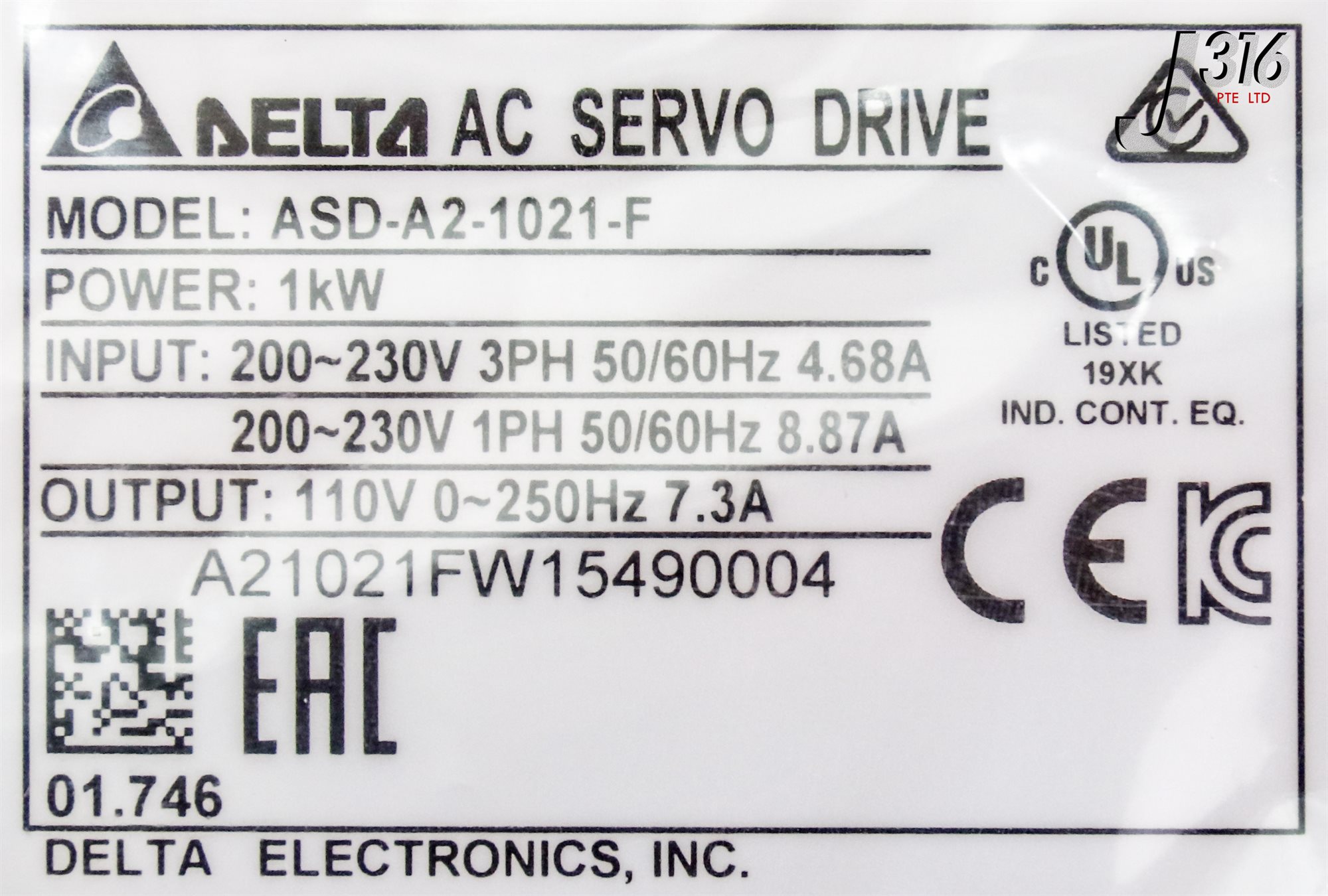 専用3 25522 DELTA AC SERVO DRIVE, 1KW (NEW) ASD-A2-1021-F | eBay